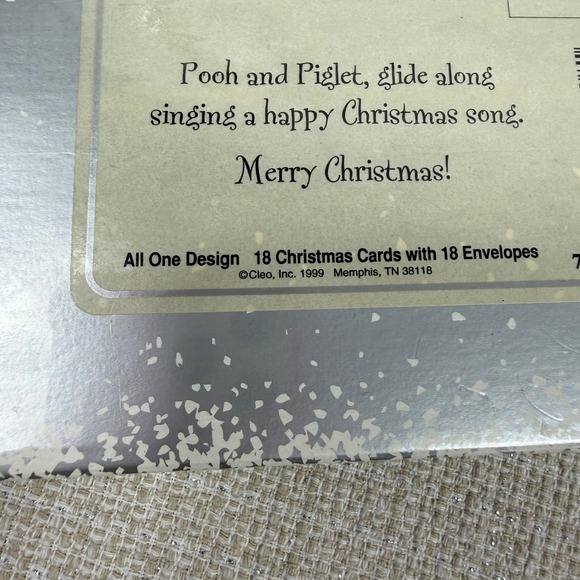 Vintage 1999 Winnie the Pooh Christmas Cards Sealed Box of 18 w Envelopes - Picture 6 of 7